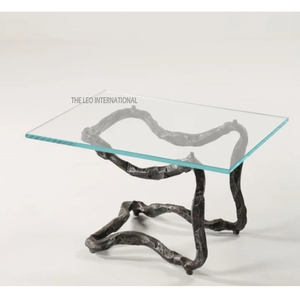 Support métallique en aluminium Fait à la main Branche d'arbre Design Hôtel et Maison Salon Table basse en verre transparent - Product Image 2