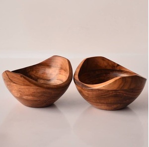 Bol de service en bois de couleur naturelle en gros fabriqué avec un bol en bois de qualité pure pour servir le dîner - Product Image 3