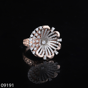 D'VINS JEWELS Flower Design Diamond Ring 14K Rose Gold Plated Lab Grown Round Brilliant Cut Women's Wedding Engagement Ring - Product Image 5