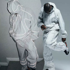 Warm <b>Waterproof</b> Windbreaker Baggy Tracksuit Windbreaker <b>Sets</b> Blank Nylon Plain Windbreak Mens Reflective Polyester Tracksuit - Product Image 1