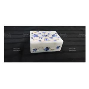 Boîte à bijoux en marbre pour vadrouille artisanale avec intérieur doublé, rangement fonctionnel et beau pour pierres précieuses - Product Image 1