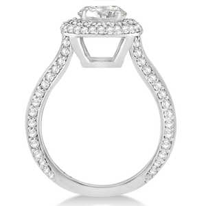 Bague de fiançailles en or blanc 14 carats avec double halo de diamants, sertie d'un diamant de 1,00 carat - Product Image 2