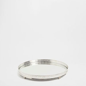 Bandeja Redonda Dorada de Metal de Lujo, Bandeja Decorativa para el Hogar con Diseño Geométrico, Organizador de Mesa de Hierro y Vidrio en Oferta - Product Image 6