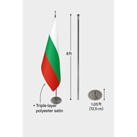 Personnalisé # 3x5 pieds #   Drapeau officiel de la Bulgarie avec mât en aluminium et logo personnalisé (options coton, nylon, plastique)