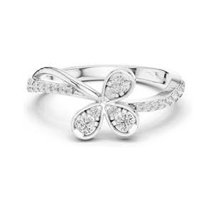 Bague en or 18 carats, 14 carats, 10 carats avec diamant de laboratoire de 0,351 carats, taille brillant rond, clarté VVS-VS EF, design papillon pour femme - Product Image 2