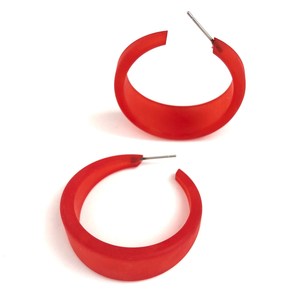 Pendientes de Aro Acrílicos Rojos de Moda, Hechos a Mano, con Forma Cónica Grande, Elegantes, Modernos, Únicos, Joyería Unisex - Product Image 3