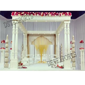 Especial blanco Frp doble poste boda fascinante boda reina doble pilar Mandap lujo indio boda fibra Mandaps - Product Image 1