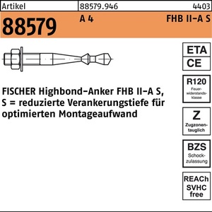Anclaje Fischer Highbond R 88579 M16x95/60 A4 Paquete de 10 Piezas - Product Image 1