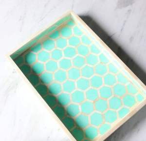 Vaisselle Occasion de Noël Plateau en incrustation d'os avec motifs floraux Plateau de service en incrustation d'os pour la maison et l'hôtel - Product Image 1