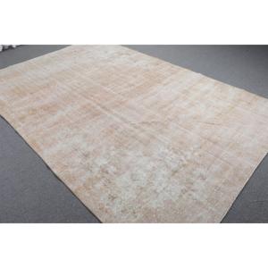 พรมตุรกีโบราณขนาดใหญ่ 6.7x10.1 ฟุต พรมขนสัตว์สีเบจ - Product Image 2