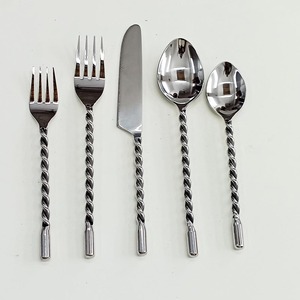 Plat audacieux martelé poignée concepteur Restaurant couverts réutilisables ensemble argenterie en acier inoxydable mariage couverts ensemble - Product Image 6