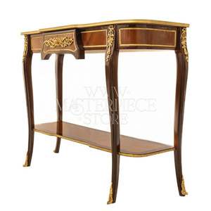 Table console classique de luxe en bois avec des détails en laiton orné - Product Image 5