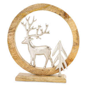 Juego de adornos de árbol de Navidad de plata clásica con base de madera Decoración de mesa decorativa de Metal para el hogar y la decoración festiva - Product Image 5