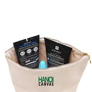 Trousse de maquillage compacte et écologique en coton personnalisée en usine ISO BSCI avec fermeture à glissière à la mode sac en toile à bas quantité minimale de commande pour le stockage des cosmétiques - Product Image 4