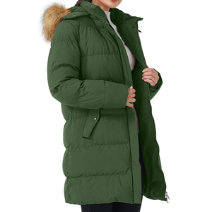 Chaqueta Larga Reversible Impermeable y Cortavientos para Mujer, Chaqueta Acolchada con Capucha para Invierno, Manga Larga, Cierre Completo de Poliéster - Product Image 1