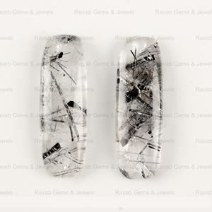 หินควอตซ์เจียระไนแบบหลังเบี้ยสีดำเรียบขนาด10X30มม. รูปทรงสี่เหลี่ยมผืนผ้าธรรมชาติสำหรับทำเครื่องประดับอัญมณีทรงหลวมโดยตรง - Product Image 1