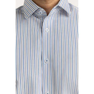 Modern Fit <b>Men's</b> Casual Dress <b>Shirts</b> 100% Cotton Poplin <b>Striped</b> Pattern <b>Long</b> <b>Sleeves</b> Size 3XL Anti-Wrinkle FS-STR25-243 - Product Image 2