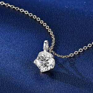 Collier pendentif solitaire en forme de fleur en argent sterling 925 avec moissanite de 0,50 CT, design simple, bijoux en perles noires, tendance - Product Image 4