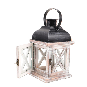 Farol de Vela Decorativo para el Hogar, de Metal y Madera, Acabado Marrón, para Decoración de Mesa de Bodas y Navidad, Farol Colgante - Product Image 4