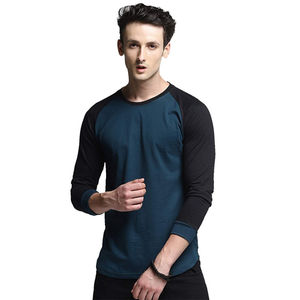 Men's 100% Cotton Full <b>Sleeve</b> T Shirt High Quality Breathable Crew Neck Clothing Plain <b>Black</b> Knitted Fabric Fashion Style Shirt - Product Image 1