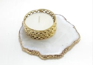 Support de bougie en agate polie fait à la main, écologique, style amour, avec verre transparent - Taille et logo personnalisables pour la décoration de la maison et les cadeaux - Product Image 3