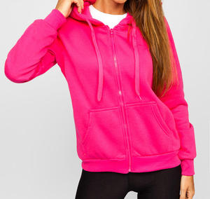 Wholesale price full zipper hooded drawstring <b>hoodie</b> fabric 100% cotton custom logo solid plain <b>hoodie</b> for women - Product Image 3