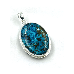 Boho Elegance Colgante de plata de moda <span class=keywords><strong>Chrysocolla</strong></span> Collar de piedras preciosas con diamante Piedra principal Joyería de latón Chic Charm Colgantes Comprar