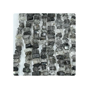 Perles de pépites à facettes en quartz rutile noir de qualité AAA brin de 8 pouces 12-15 MM environ pour la fabrication de bijoux de qualité supérieure - Product Image 3