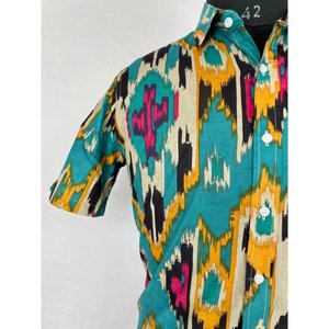 Chemise d'été décontractée en pur coton pour homme, imprimé artisanal, confortable pour le jardin, le pique-nique, cadeau pour papa urbain, tissu popeline ODM - Product Image 3
