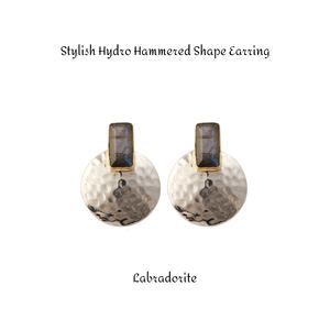 Boucles d'oreilles en labradorite plaquées or faites à la main pour femmes - Product Image 2