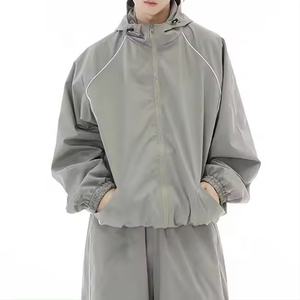 Ensemble de survêtement en coton imprimé pour homme, sur mesure, hiver, léger, veste zippée patchwork, pantalon de jogging, haute qualité - Product Image 2