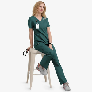 Conjuntos de fregado de hospital Unisex personalizables de alta calidad a la moda lavable de algodón elástico de grado hospitalario de lona de enfermería - Product Image 2