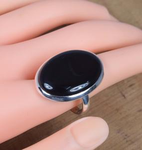 Anillo estilo bohemio, piedra preciosa de ónix negro Natural, Plata de Ley 925 sólida, anillo hecho a mano, joyería de plata de ley 925, joyería de sello - Product Image 2