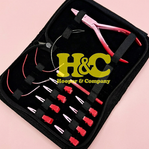 Nouveau Kit d'Outils pour Extensions de Cheveux Ombrés Orange : Pince, Ciseaux, Aiguilles, Pochette, Mini Kit d'Outils Capillaires en Acier Inoxydable avec Clip à Bande et Boucle Logo - Product Image 1