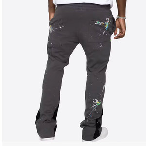 Pantalon de jogging décontracté personnalisé pour hommes avec cordon de serrage Pantalon de survêtement évasé en coton imprimé personnalisé - Product Image 6