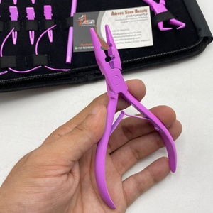 Vente en gros Kit d'outils d'extension de cheveux en acier inoxydable de qualité chirurgicale violet lavande de qualité supérieure Ensemble de pinces à poudre avec logo personnalisé - Product Image 5