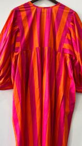 100% algodón Floral Block Print Midi Dress Deep Neck String Closer Long Short Floral Print Mini vestido ODM Supply Impresión digital - Product Image 6