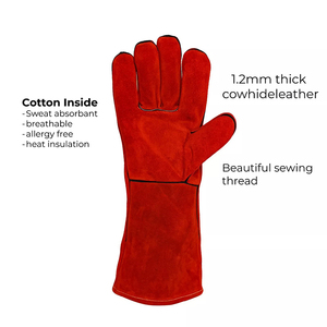 2025 Most Popular Long Cuff Cowhide Split Leather Gloves Heavy Duty <b>Welding</b> Work Gardening Gloves Stylish Cycling Outdoor Party - Product Image 6
