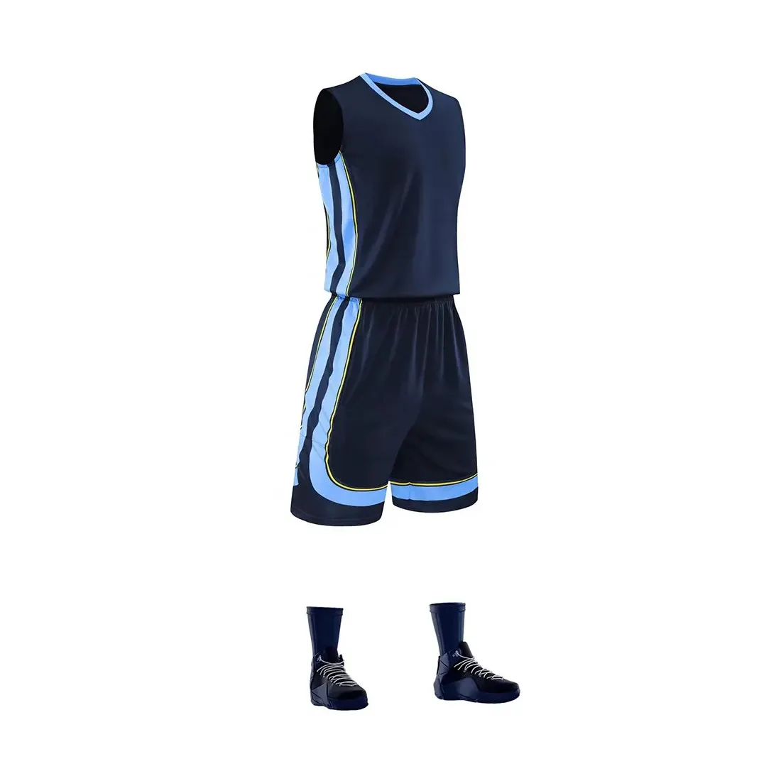Venta al por mayor personalizado nuevo diseño uniforme de baloncesto diseño reversible su propio nombre y número logotipo uniforme de baloncesto para hombres