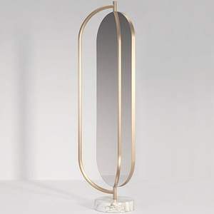Contemporary Oval Frame <b>Standing</b> <b>Mirror</b> With Unique Curved Base Design For Modern Home Styling - Product Image 6