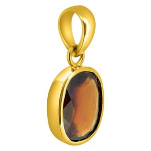 NOVAMART Fine Hessonite Garnet (Gomed) 4.25-12.25 Ratti Natural Certified Astrological Gemstone Pendant Ashtdhatu Bezel Fine <b>Pen</b> - Product Image 2