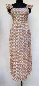 Dernières tendances robe longue en coton imprimé cachemire pour femmes robe longue trapèze jaune safran-robes longues bohème à manches longues ensembles d'articles - Product Image 5