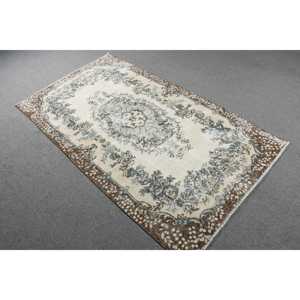 Turkish Rug, 3.7x6.4 ft Vintage Rug, <b>Brown</b> Moroccan <b>Wool</b> Rug - Product Image 2