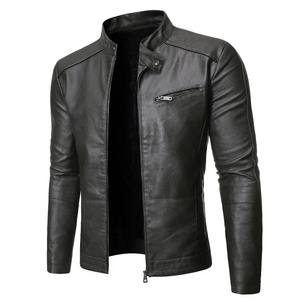 Abrigo de cuero lavable y versátil para hombre con cuello alto, chaqueta cómoda para hombre - Product Image 2