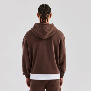 Sweat-shirts et pulls à capuche pour hommes en coton 100% tricoté surdimensionné en molleton français, design unique, logo personnalisé, couleur marron, vêtements d'extérieur d'hiver - Product Image 3