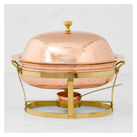 Nouveau Réchaud de Buffet 2025 au Gaz, Chauffe-Plats de Luxe en Cuivre et Acier Inoxydable, Design Métallique, Capacité 8L, pour Mariages et Traiteur