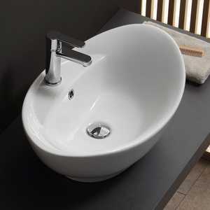 อ่างล้างหน้าเซรามิกสีขาวทรงวงรี - Product Image 2