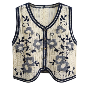 Personalizado Primavera Verano Otoño Invierno bordado sin mangas Floral Crochet ropa al por mayor de Pakistán fabricante - Product Image 1