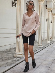 Top qualité femme Hodies couleur unie coton porter à la mode tenue décontracté Logo sur mesure haute qualité femme Hodies - Product Image 4