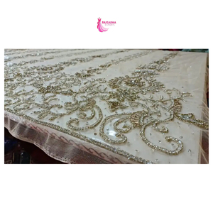 Tissu d'organza de dentelle africaine de luxe le plus vendu en gros avec tissu de tulle brodé de perles pour les mariages - Product Image 6